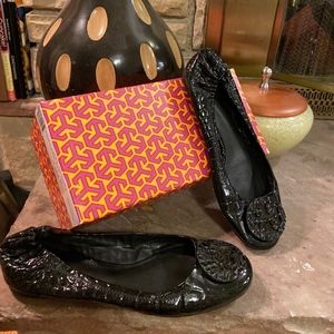 Tory Burch Reva in Black Croc (gently worn)